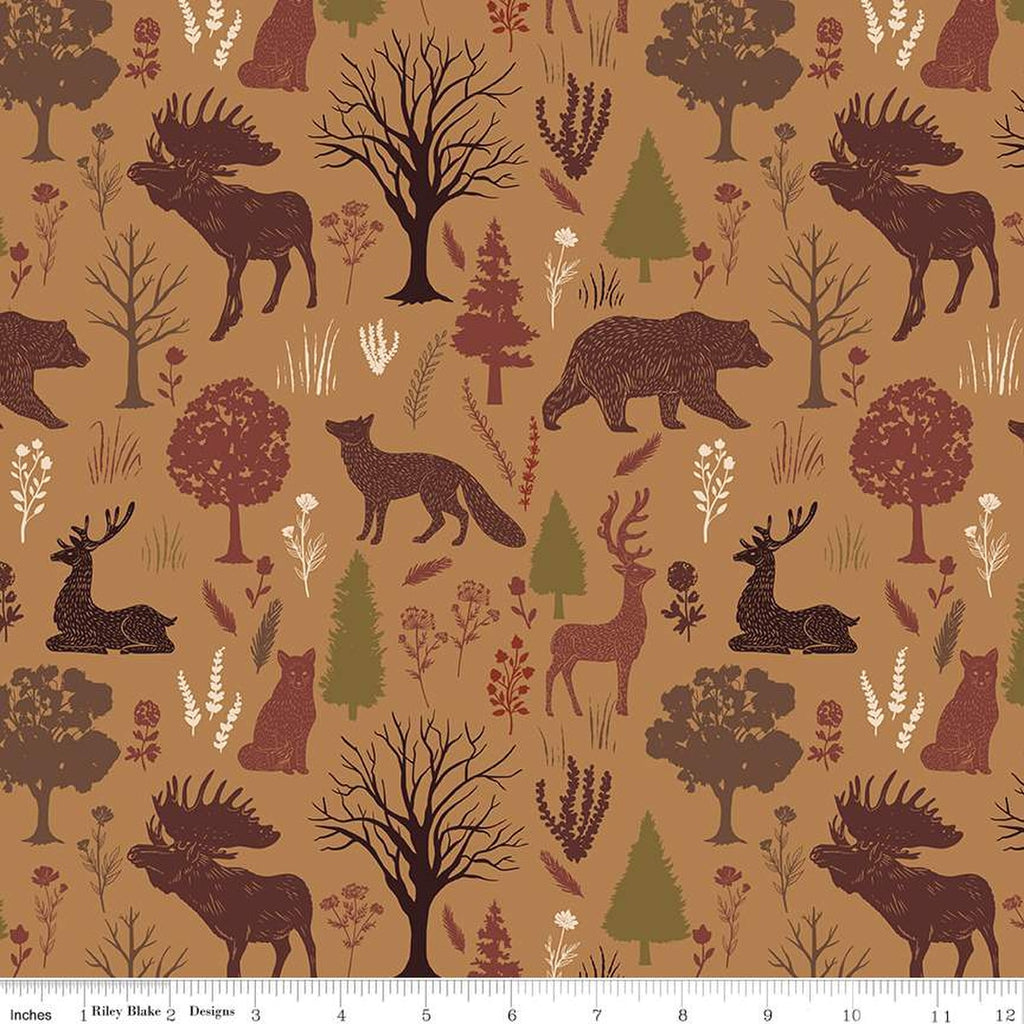 Riley Blake Designs - Designer Flannel - Flannel Into The Woods Animals Tan - F16792-Tan - Sold by the Half Yard