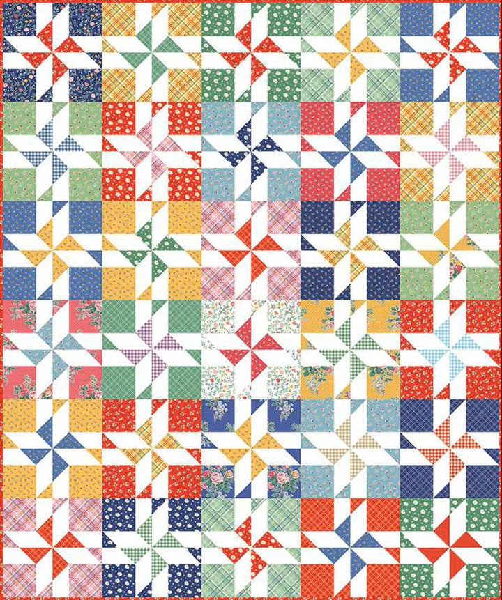 Riley Blake - Simple Pleasures Skip a Beat Boxed Quilt Kit - KT-16650 - Pattern, Fabrics for quilt top and binding
