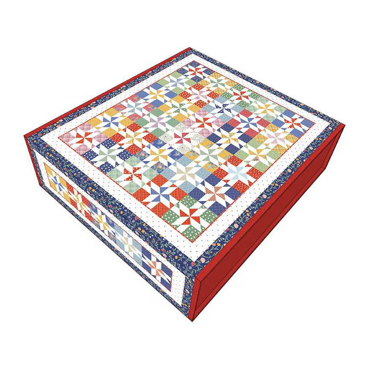 Riley Blake - Simple Pleasures Skip a Beat Boxed Quilt Kit - KT-16650 - Pattern, Fabrics for quilt top and binding