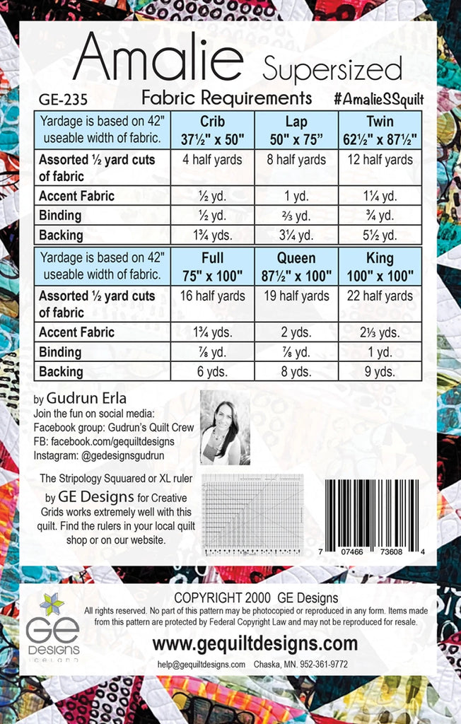 Amalie Supersized Quilt Pattern by Gudrun Eria of GE Designs