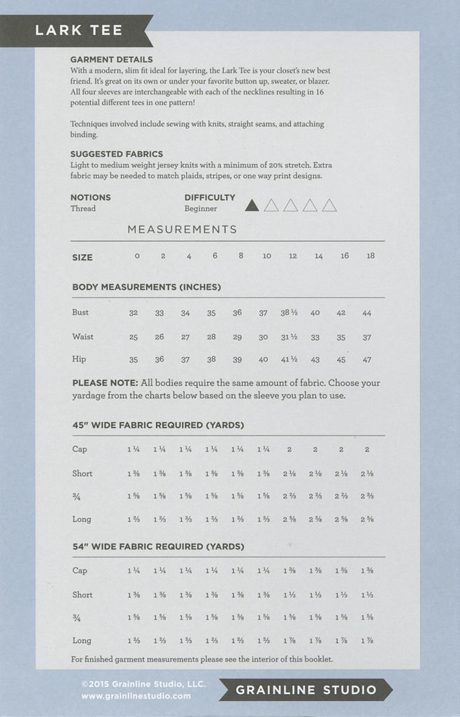 Lark Tee Pattern - Style GS 11006 - Size 0-18