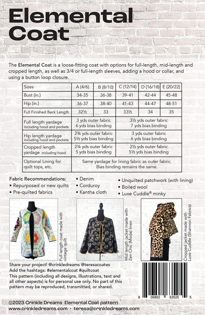 Elemental Coat Pattern by Teresa Coats
