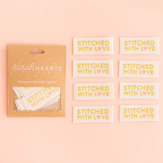 Sarah Hearts - Stitched with Love Woven Labels