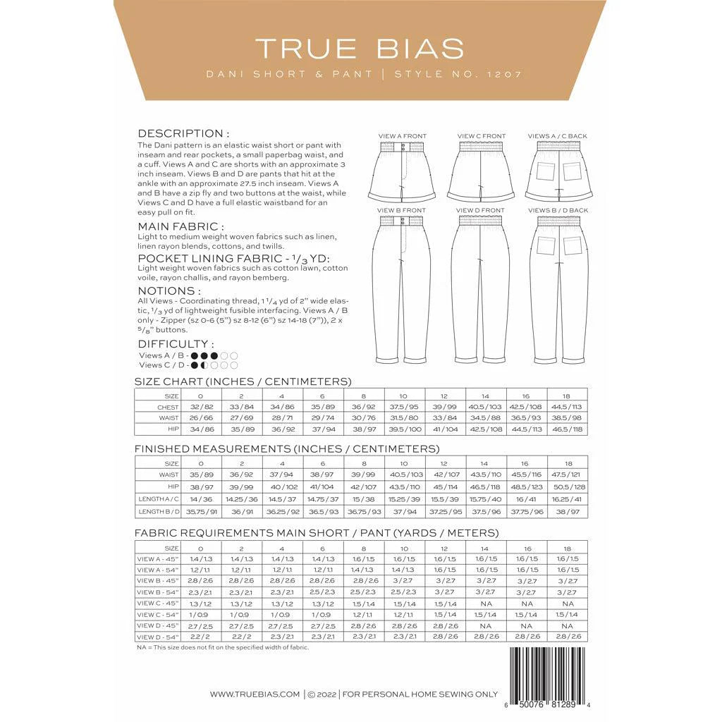 True Bias - Dani Short and Pant 0-18 - Style 1207