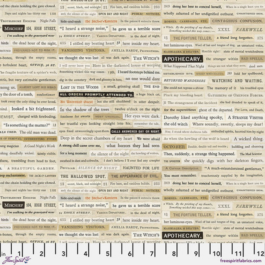 FreeSpirit Fabrics - Laboratory - Tim Holtz Eclectic Elements - Creepy Clippings Neutral - Sold by the Half Yard