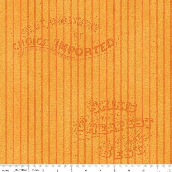 Riley Blake: Pumpkin Patch - C14581 Silver Lining Stripe Orange