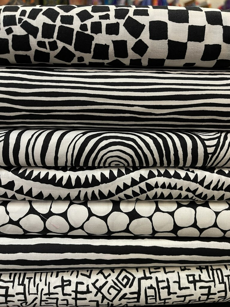 Kaffe Fassett: Custom Curated Bundle #317 -  Black & White (7 Fabrics)