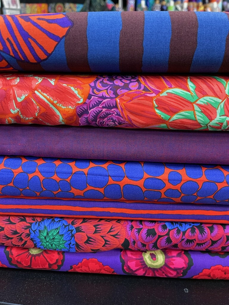 Kaffe Fassett: Custom Curated Bundle #308 - Orange Purples - (7 Fabrics)