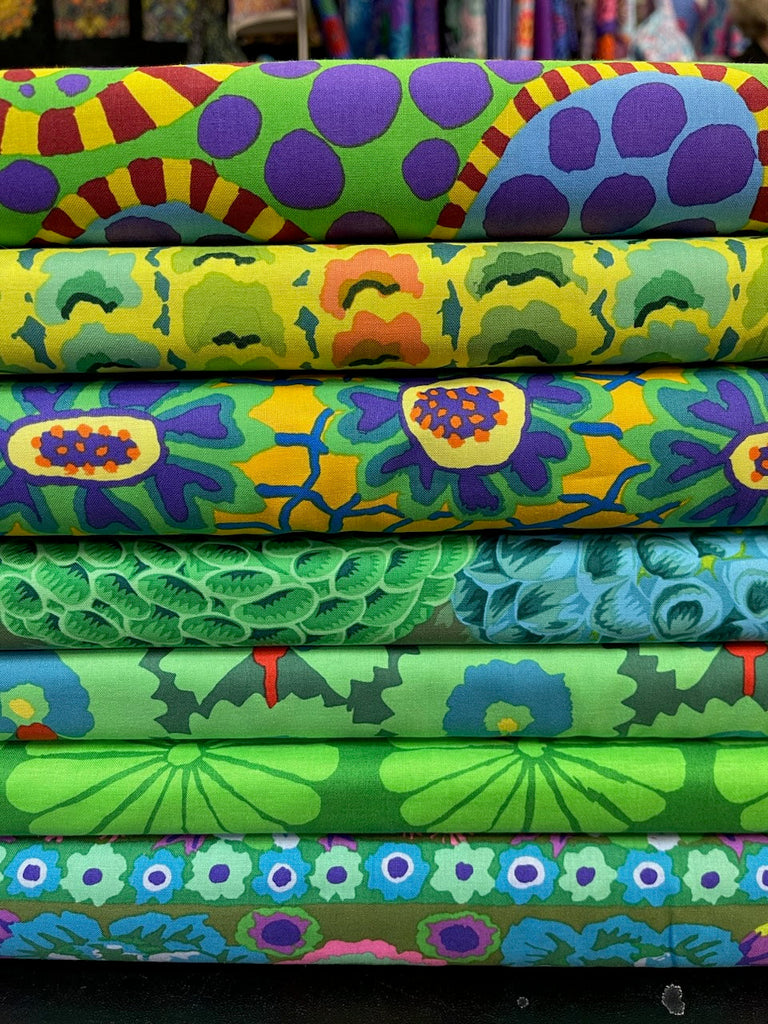 Kaffe Fassett: Custom Curated Bundle #312- Bright Green (7 Fabrics)