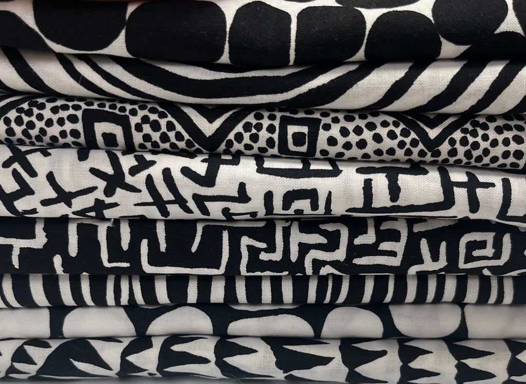 Kaffe Fassett: Custom Curated Bundle #317 -  Black & White (8 Fabrics)
