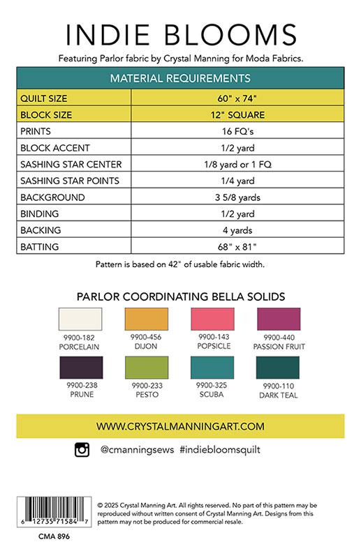 Indie Blooms Quilt Pattern by Crystal Manning of Moda Fabrics