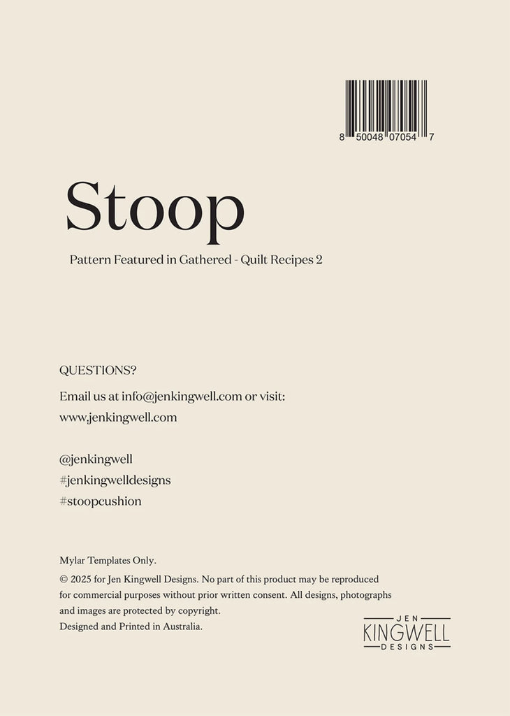 Jen Kingwell - Stoop Mylar Template Set - JKD-0547
