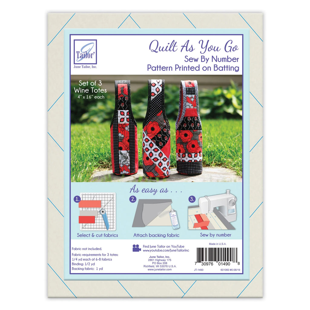 Quilt As You Go Set of 3 Wine Totes - JT-1490