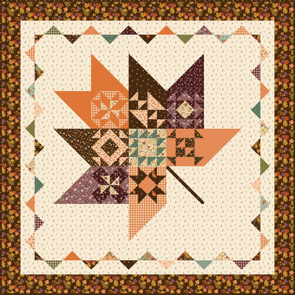 Riley Blake - Awe of Autumn Pressed Leaves Boxed Quilt Kit - KT-16190 - Pattern, Fabrics for quilt top and binding