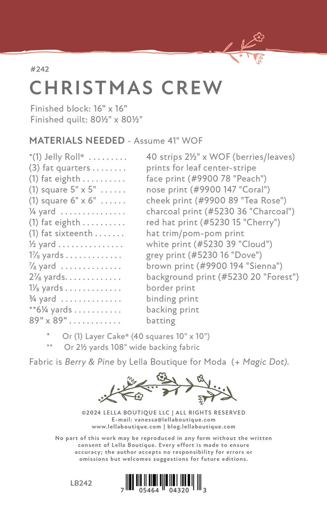 Christmas Crew Quilt Pattern by Vanessa Goertzen of Lella Boutique - LB242