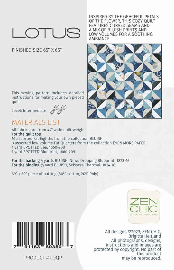 Lotus Quilt Pattern by Brigette Heitland of Zen Chic - LOQP