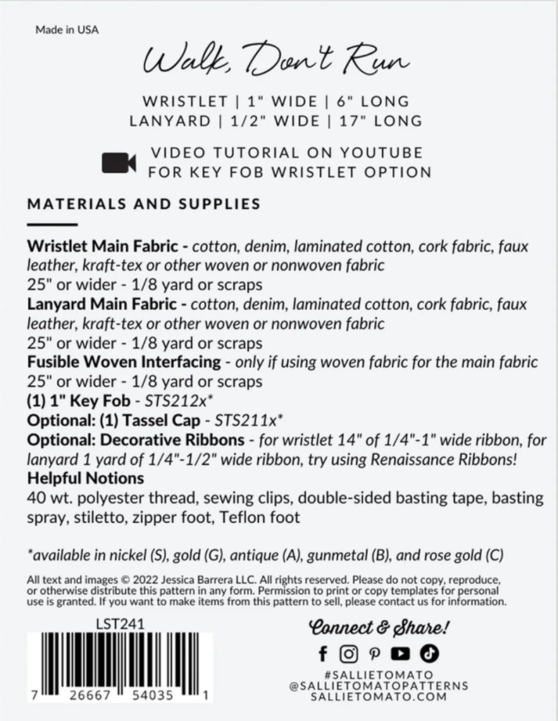 Walk Don't Run Pattern by Sallie Tomato - LST241