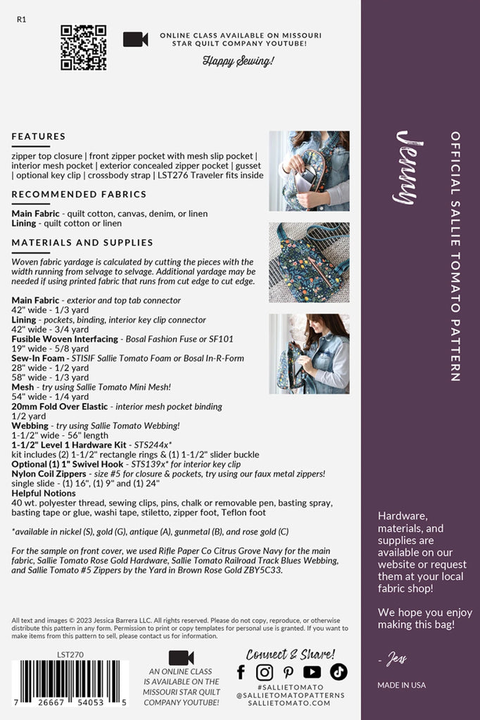 Jenny Bag Pattern by Sallie Tomato - LST270