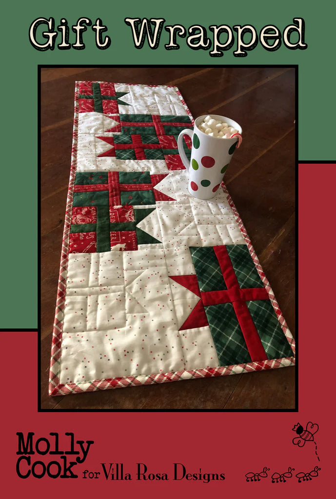 Gift Wrapped Table Runner Quilt Kit Featuring Charming Christmas Fabrics