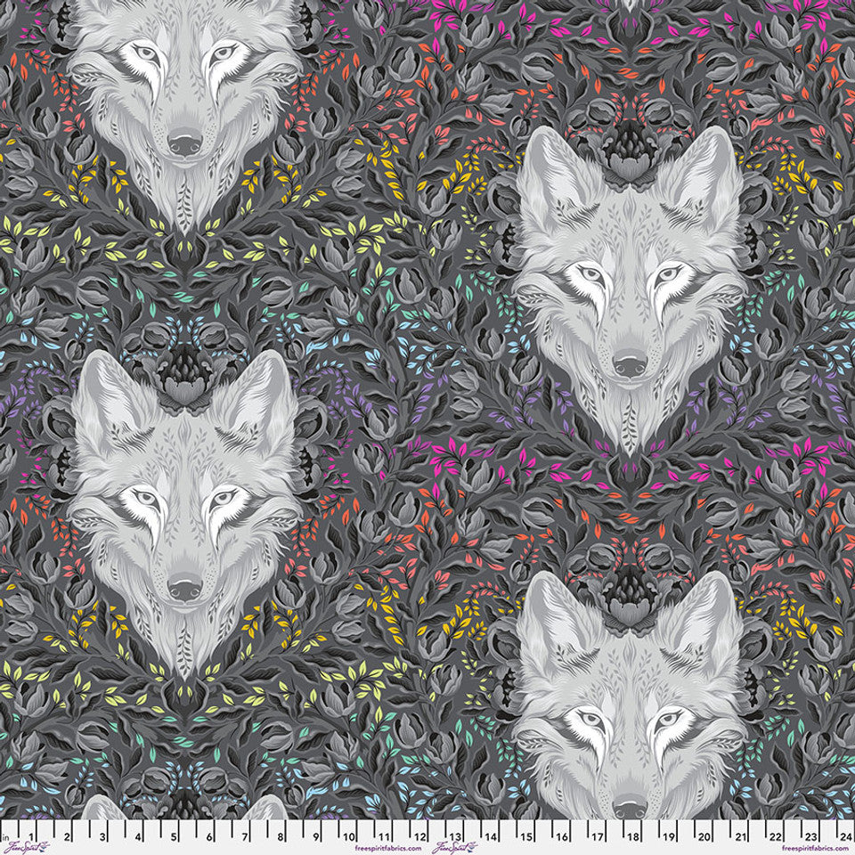 Pre-Order - FreeSpirit Fabrics - Graywork & True Colors Minky - Wolf of Pink Street - Carbon - MKTP008.CARBON - Sold by the Half Yard