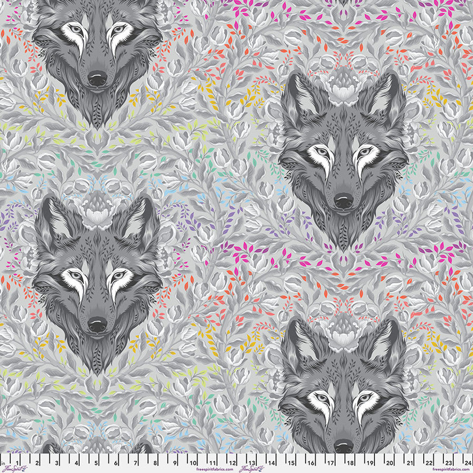 Pre-Order - FreeSpirit Fabrics - Graywork & True Colors Minky - Wolf of Pink Street - Fog - MKTP008.FOG - Sold by the Half Yard