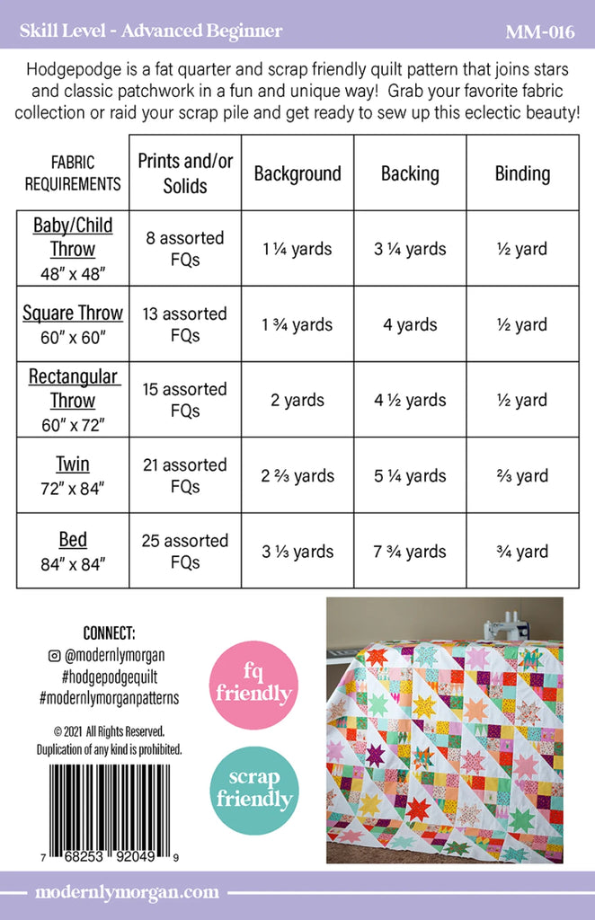 Modernly Morgan - Hodgepodge Quilt Pattern by Morgan McCollough - MM-016