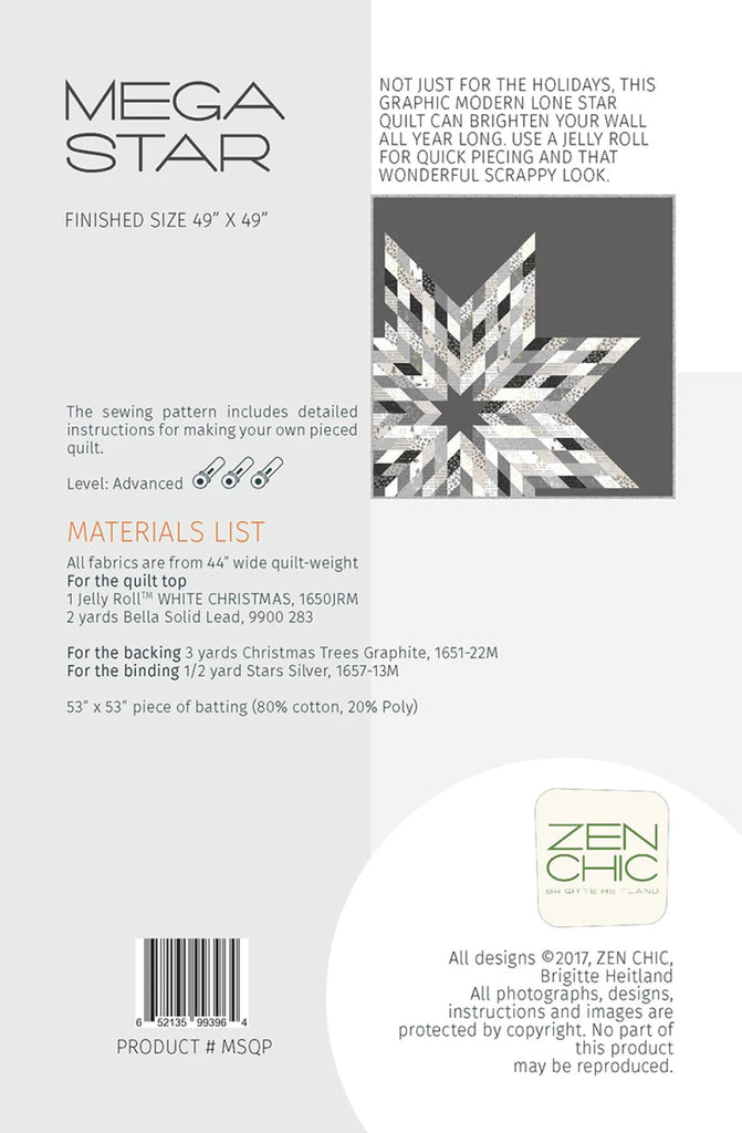 Mega Star Quilt Pattern by Brigette Heitland of Zen Chic - MSQP