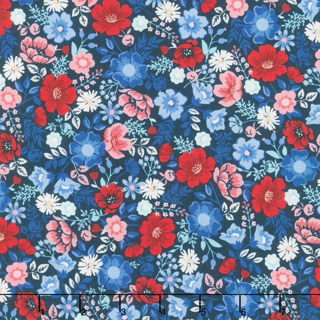 Maywood Studios - Star Spangled Beauty - Flower Parade Navy - MAS10840-N - Sold by the Half Yard