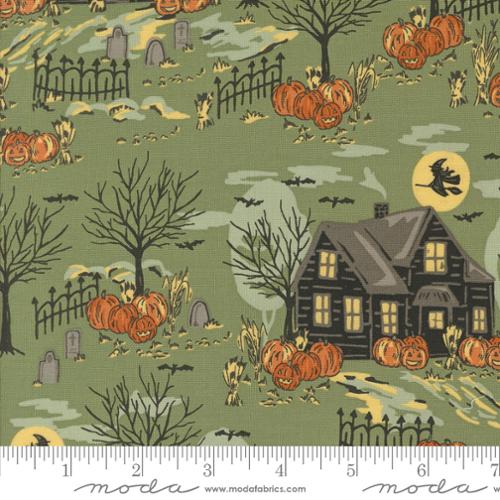 Moda - Home Sweet Haunt - Haunted Forest Halloween - Moss - 20912-15 - Sold by the Half Yard