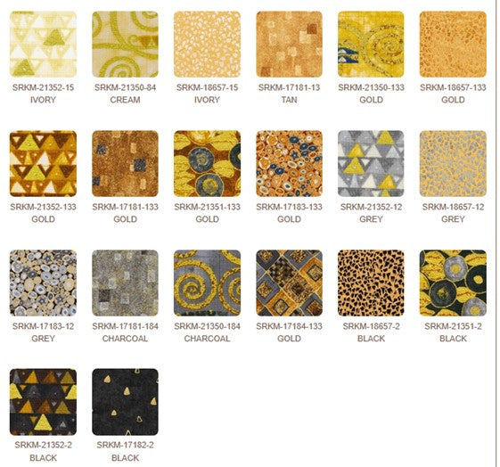 Robert Kaufman - Gustav Klimt - CHS -1083-42 Piece 5" Charm Neutral