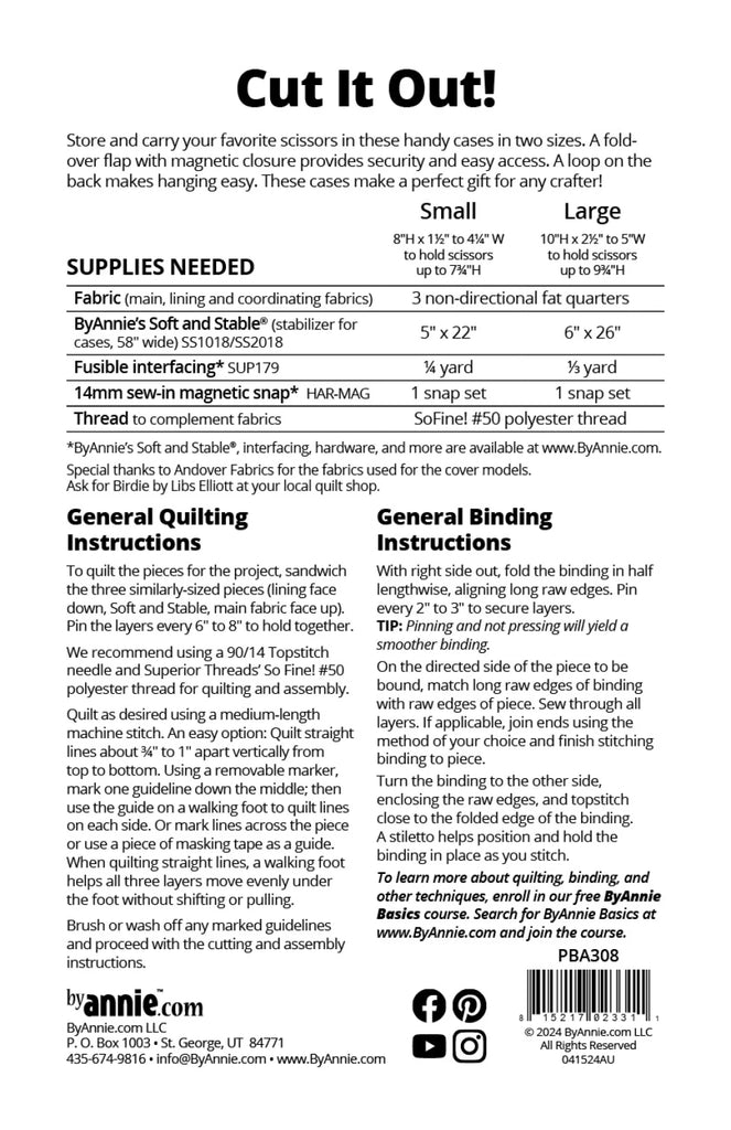 Cut It Out Pattern by Annie Unrein of ByAnnie - PBA308