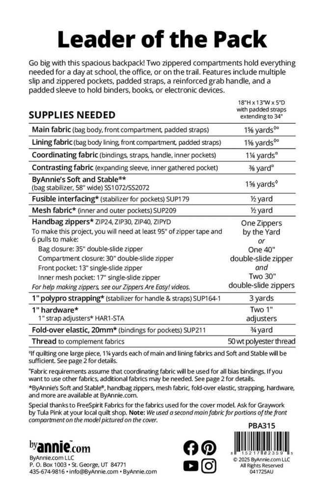 Leader of the Pack Pattern by Annie Unrein of ByAnnie - PBA315