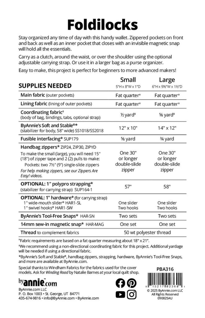 Foldilocks Pattern by Annie Unrein of ByAnnie - PBA316