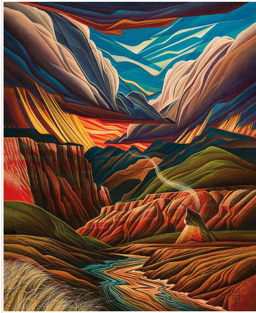 Riley Blake Designs - Western Reflections - Riverside Encampment Panel - PD-17070-Panel - Sold Per Panel