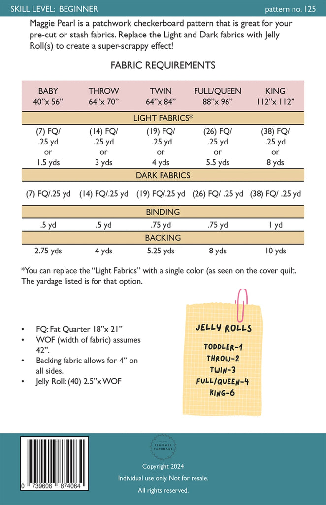 Maggie Pearl Quilt Pattern by Jennifer Jones of Penelope Handmade - PHM125