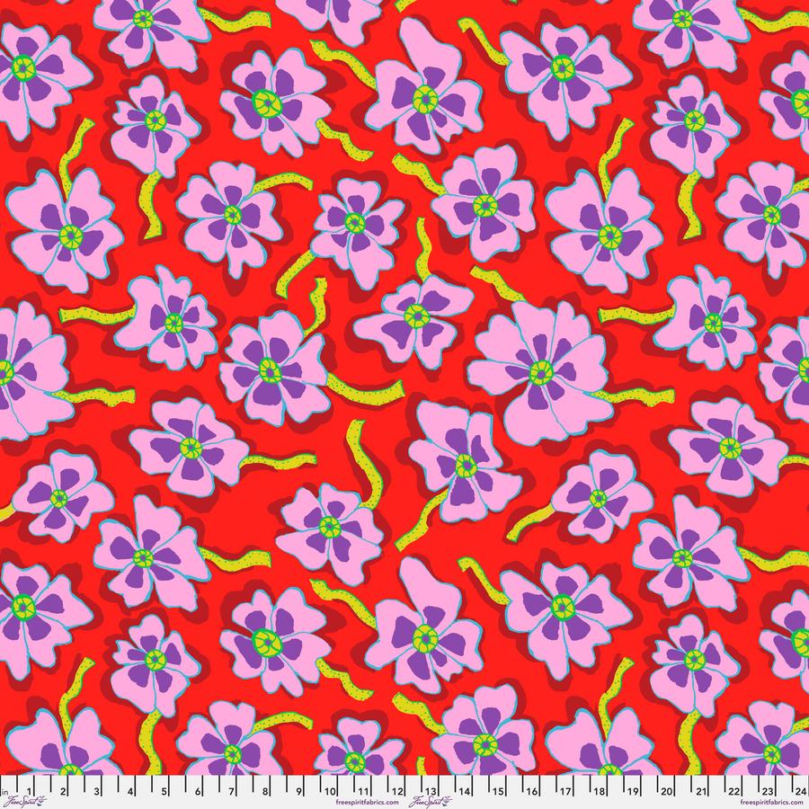 FreeSpirit Fabrics: Kaffe Fassett Collective August 2023 - Camo Flower Red Yardage SKU# PWBM088-RED (A92234)
