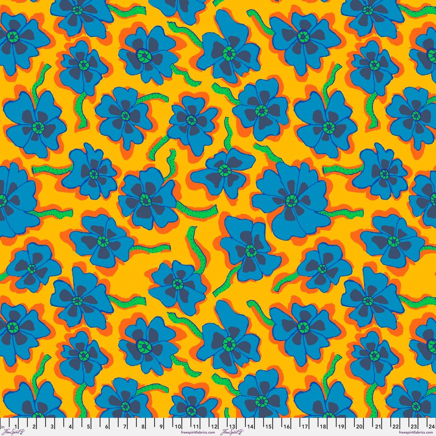 FreeSpirit Fabrics: Kaffe Fassett Collective August 2023 - Camo Flower Yellow Yardage SKU# PWBM088-YELLOW (A92231)