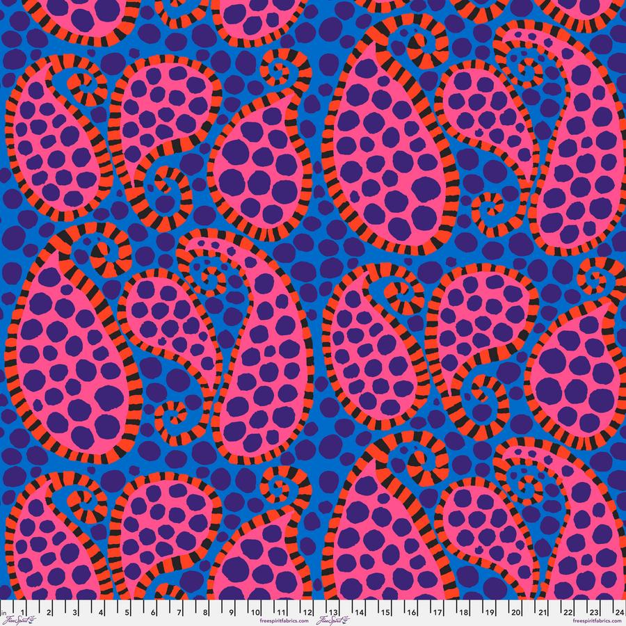 FreeSpirit Fabrics: Kaffe Fassett Collective August 2023 - Blue Paisley Dot Yardage SKU# PWBM090-BLUE (A92209)