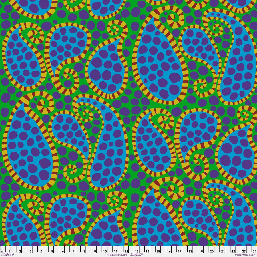 FreeSpirit Fabrics: Kaffe Fassett Collective August 2023 - Green Paisley Dot Yardage SKU# PWBM090-GREEN (A92211)