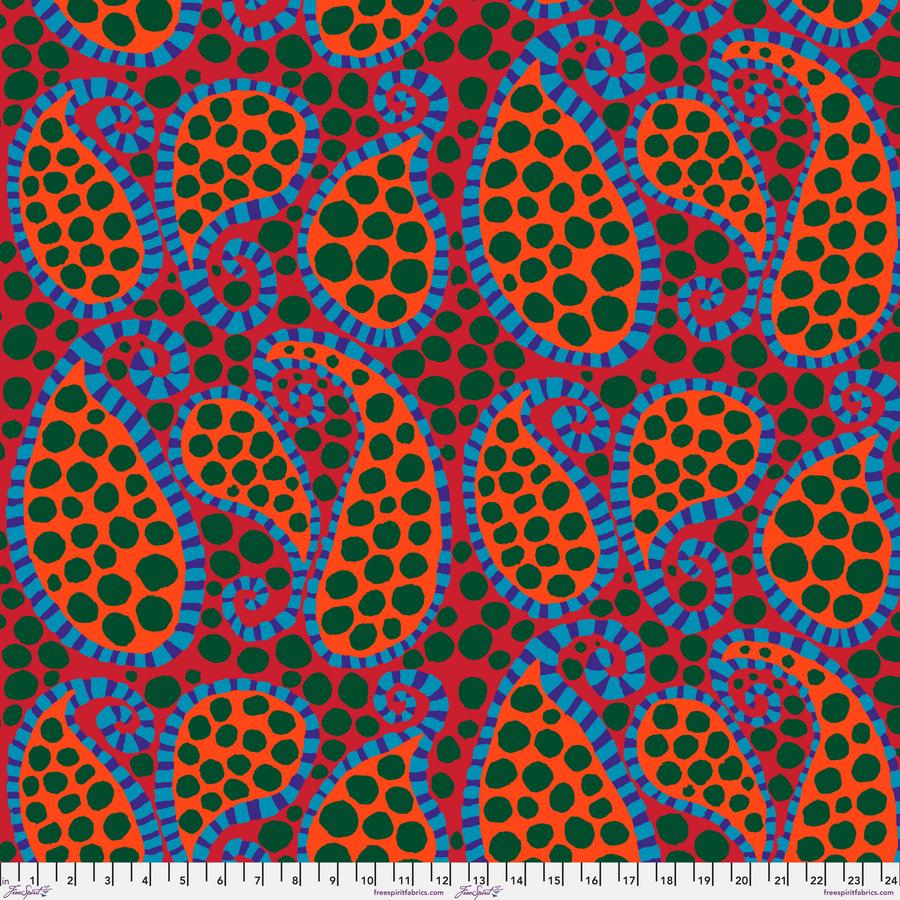 FreeSpirit Fabrics: Kaffe Fassett Collective August 2023 - Red Paisley Dot Yardage SKU# PWBM090-RED (A92212)