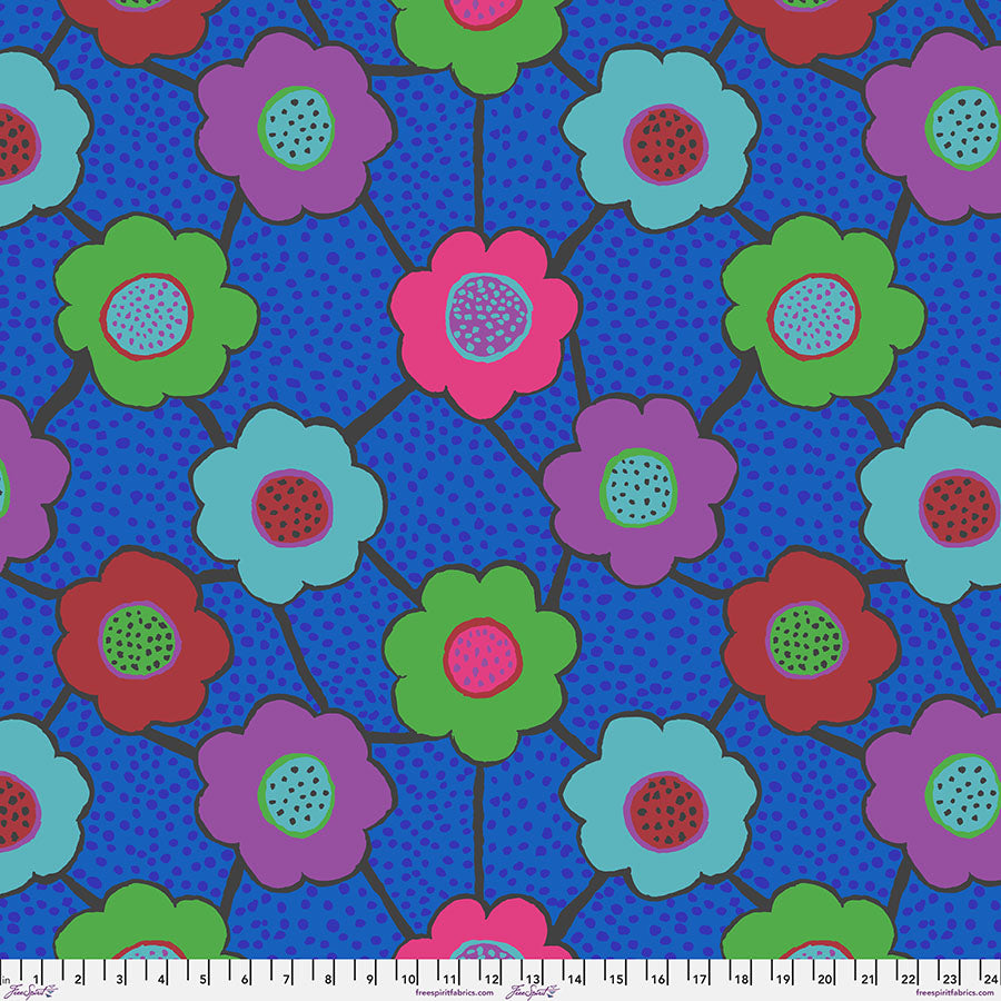 FreeSpirit - Kaffe Fassett Collective August 2025 - Floral Connections - Blue - PWBM099.Blue - Sold by the Half Yard