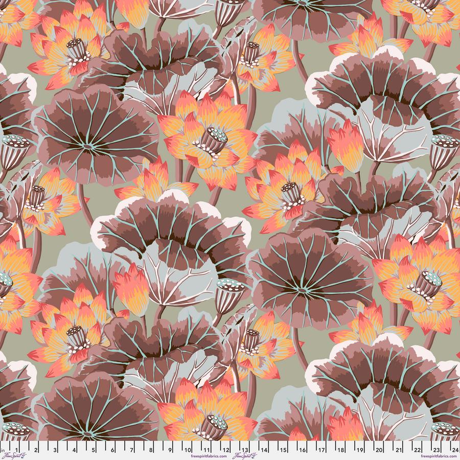 FreeSpirit Fabrics: Kaffe Fassett Collective August 2023 - Lake Blossoms Antique Yardage SKU# PWGP093-ANTIQUE (A92215)