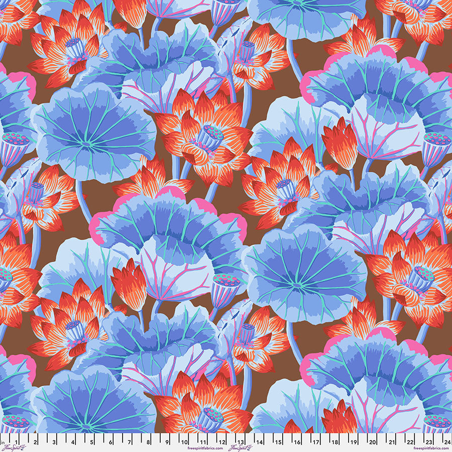 FreeSpirit - Kaffe Fassett Collective August 2025 - Lake Blossoms - Brown - PWGP093.Brown - Sold by the Half Yard