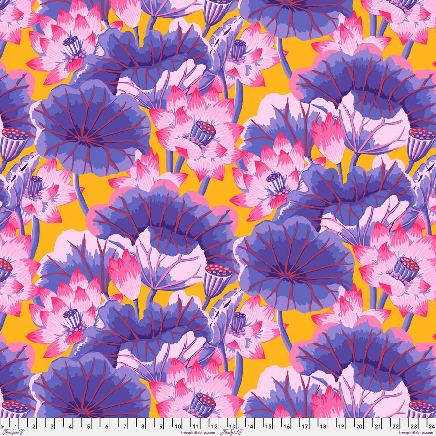 FreeSpirit Fabrics: Kaffe Fassett Collective August 2023 - Lake Blossoms Purple Yardage SKU# PWGP093-PURPLE (A92216)