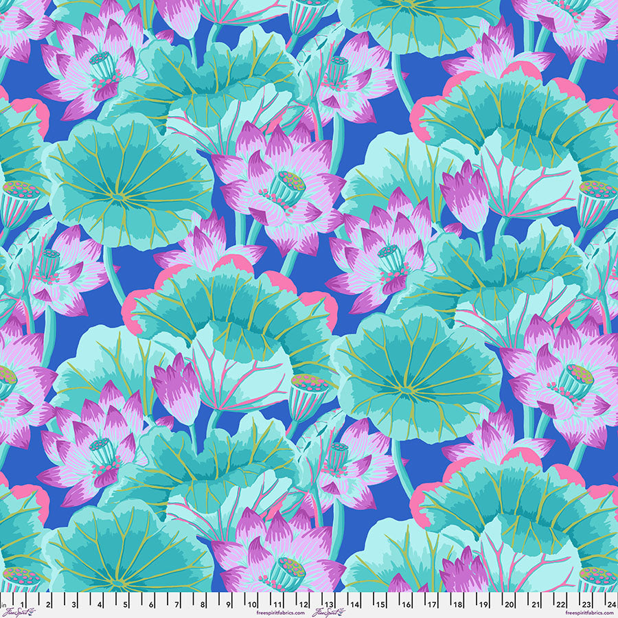 FreeSpirit - Kaffe Fassett Collective August 2025 - Lake Blossoms - Turquoise - PWGP093.Turquoise - Sold by the Half Yard