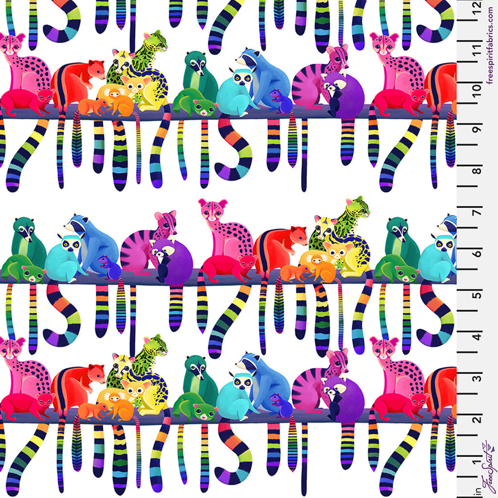 FreeSpirit Fabrics - Love in the Wild - Ringtail Love Day - White - PWKT040.XWHITE - Sold by the Half Yard