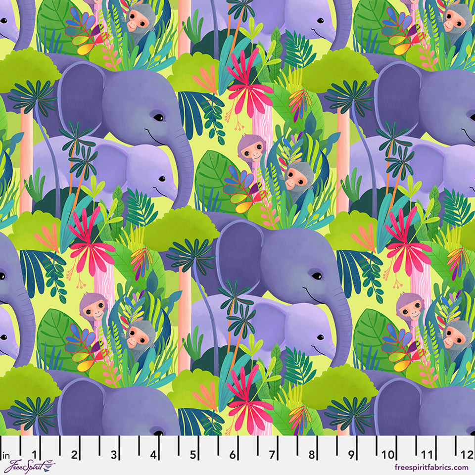 FreeSpirit Fabrics - Love in the Wild - Love in the Jungle - Green - PWKT044.XGREEN - Sold by the Half Yard