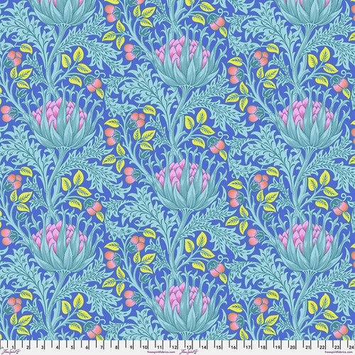 FreeSpirit - Kaffe x Morris & Co. - Artichoke - Blue - PWKW001.Blue - Sold by the Half Yard