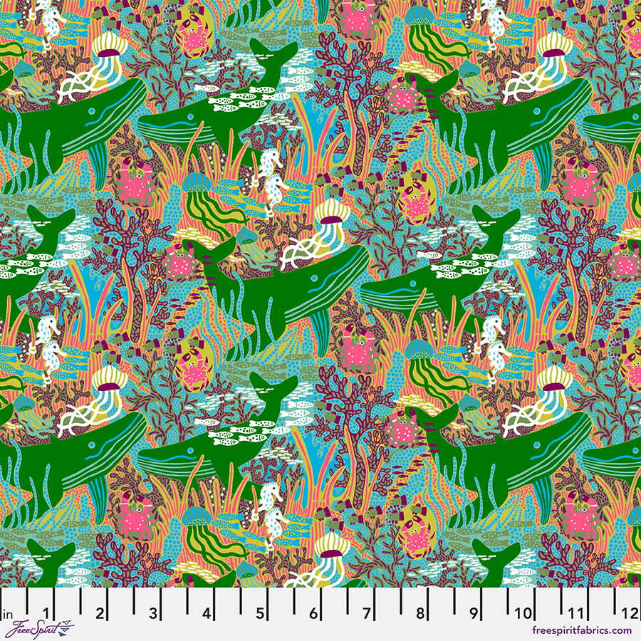 FreeSpirit Fabrics - Rising Tide - Currents - Green - PWMF039.GREEN- Sold by the Half Yard