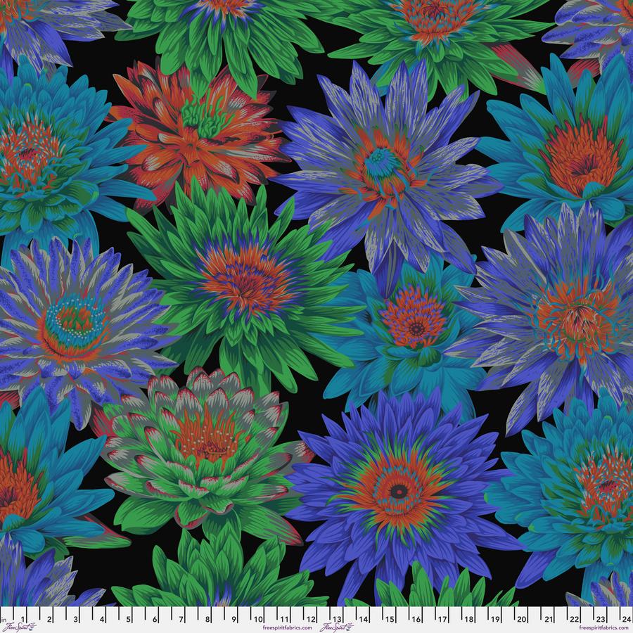 FreeSpirit Fabrics: Kaffe Fassett Collective August 2023 - Dark Tropical Water Lillies Yardage SKU# PWPJ119-DARK (A92223)